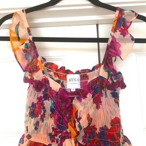 Misa Los Angles ruched floral maxi dress Sz S